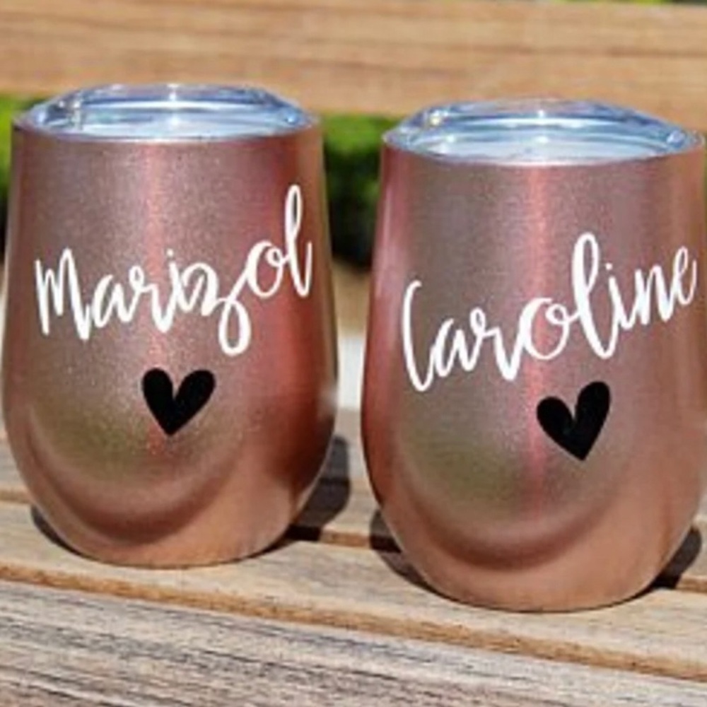 Personalized Stainless steel wine glass monogram